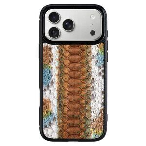 Python Leather iPhone 17 Pro / Pro Max Case • Luxury Exotic • Oxidized Copper